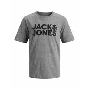 Jack & Jones Junior Tričko 'Ecorp'  sivá melírovaná / čierna