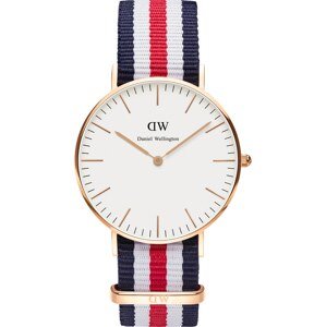 Daniel Wellington Analógové hodinky 'Classic Canterbury RG White'  tmavomodrá / zlatá / červená / biela