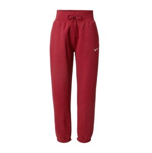 Nike Sportswear Nohavice 'Phoenix Fleece'  vínovo červená / biela