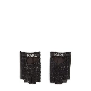 Karl Lagerfeld Rukavice bez prstov 'Essential'  čierna / biela