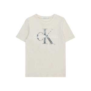 Calvin Klein Jeans Tričko  béžová melírovaná / strieborná / biela