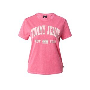 Tommy Jeans Tričko 'VARSITY'  ružová / biela