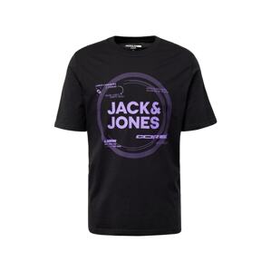 JACK & JONES Tričko 'PILOU'  svetlofialová / čierna