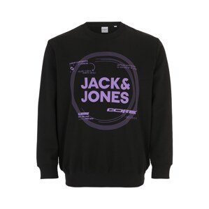 Jack & Jones Plus Mikina 'PILOU'  svetlofialová / čierna