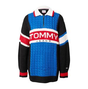 Tommy Jeans Sveter  kráľovská modrá / červená / čierna / biela