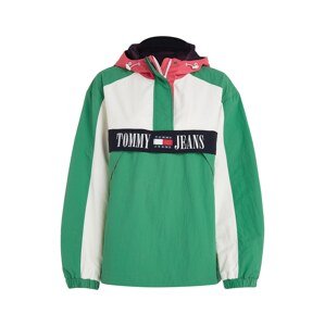 Tommy Jeans Prechodná bunda 'Chicago'  béžová / zelená / červená