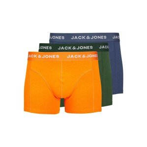 JACK & JONES Boxerky 'Kex'  tmavomodrá / tmavozelená / oranžová / biela
