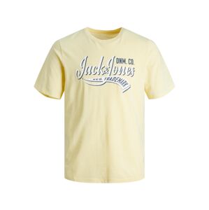 JACK & JONES Tričko  tmavomodrá / pastelovo žltá / biela