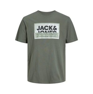 JACK & JONES Tričko 'LOGAN'  pastelovo zelená / tmavozelená / čierna / biela
