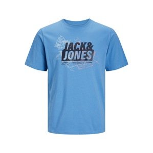 JACK & JONES Tričko 'MAP'  námornícka modrá / nebesky modrá / biela