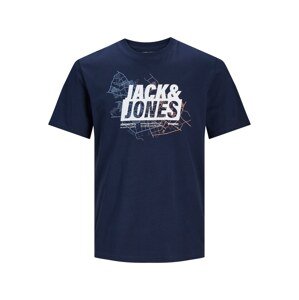 JACK & JONES Tričko 'MAP'  námornícka modrá / svetlomodrá / biela