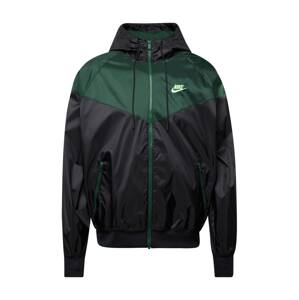 Nike Sportswear Prechodná bunda 'Heritage Essentials'  neónovo zelená / tmavozelená / čierna / biela