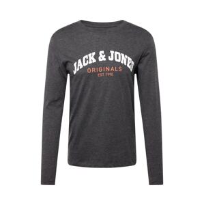 JACK & JONES Tričko 'BRAD'  tmavooranžová / čierna melírovaná / biela