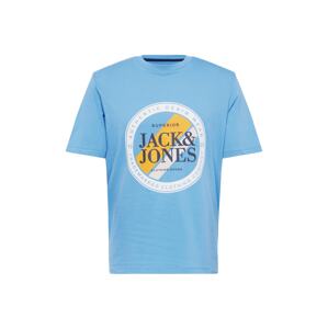 JACK & JONES Tričko 'LOOF'  svetlomodrá / zlatá žltá / biela