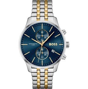 BOSS Black Analógové hodinky  námornícka modrá / zlatá / strieborná