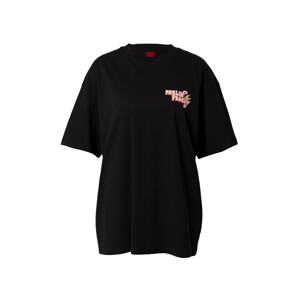 HUGO Red Oversize tričko 'Drisela'  koralová / broskyňová / čierna