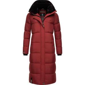 MARIKOO Zimný kabát  tmavočervená / čierna / šedobiela