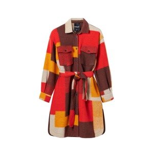Desigual Prechodný kabát  svetlosivá / mandarínková / červená / karmínovo červená