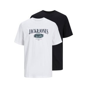 JACK & JONES Tričko 'Cobin'  modrá / púdrová / čierna / biela