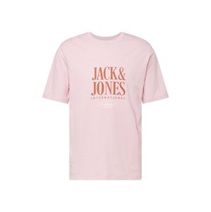 JACK & JONES Tričko 'LUCCA'  tmavooranžová / ružová / biela