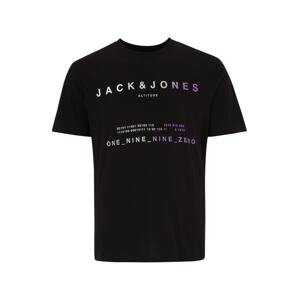 Jack & Jones Plus Tričko 'RIOT'  fialová / čierna / biela