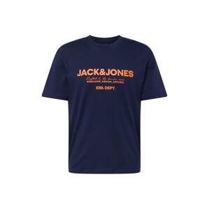 JACK & JONES Tričko 'GALE'  tmavomodrá / oranžová