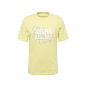 JACK & JONES Tričko 'MAP'  svetložltá / tmavofialová / biela