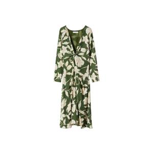 MANGO Letné šaty 'Grass'  krémová / svetlobéžová / zelená