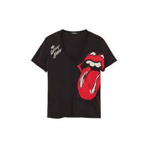 Desigual Tričko 'Rhinestone The Rolling Stones'  červená / čierna / biela