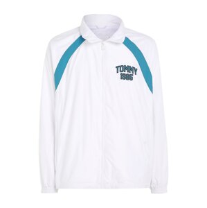 Tommy Jeans Tepláková bunda  modrozelená / čierna / biela