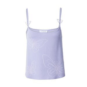 florence by mills exclusive for ABOUT YOU Vyšívaný top 'Sweet Hibiscus'  fialová / šedobiela