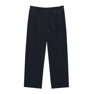 Pull&Bear Plisované nohavice  námornícka modrá / svetlosivá