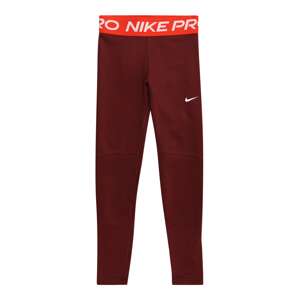 NIKE Športové nohavice 'Pro'  tmavooranžová / tmavočervená / biela