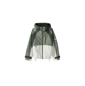 Bershka Prechodná bunda  svetlosivá / zelená / čierna