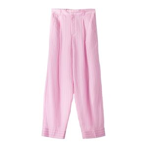 Bershka Plisované nohavice  ružová / biela