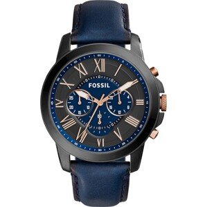 FOSSIL Analógové hodinky 'GRANT, FS4835'  námornícka modrá / ružové zlato / grafitová