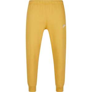 Nike Sportswear Športové nohavice 'Club Fleece'  zlatá žltá / biela