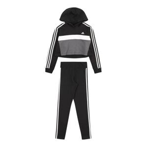 ADIDAS SPORTSWEAR Tréningový komplet 'Tiberio 3-Stripes Colorblock Fleece'  sivá / čierna / biela