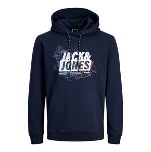 JACK & JONES Mikina 'Map'  námornícka modrá / fialová / čierna / biela