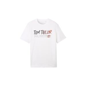 TOM TAILOR Tričko  ohnivo červená / čierna / biela