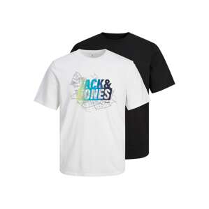 JACK & JONES Tričko 'MAP SUMMER'  modrá / žltá / čierna / biela