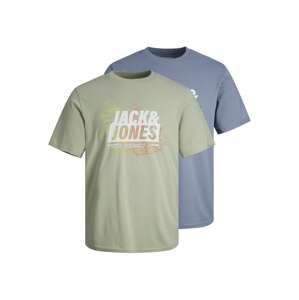 JACK & JONES Tričko 'MAP SUMMER'  sivá / kaki / oranžová / biela
