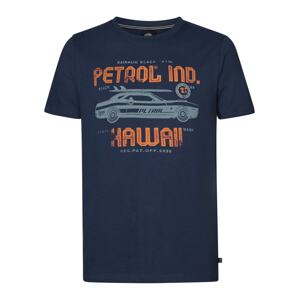 Petrol Industries Tričko  modrá / sivá / oranžová