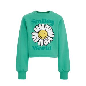 WE Fashion Mikina 'SmileyWorld®'  zelená / biela