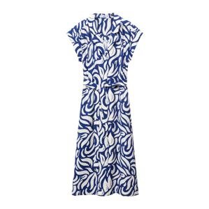 MANGO Košeľové šaty 'Travel'  kráľovská modrá / biela