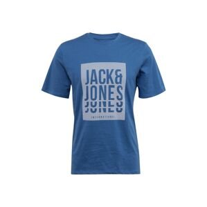 JACK & JONES Tričko 'FLINT'  enciánová / biela