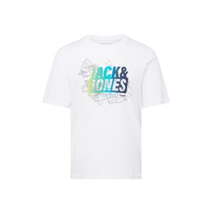 JACK & JONES Tričko 'MAP SUMMER'  námornícka modrá / vodová / svetlozelená / biela