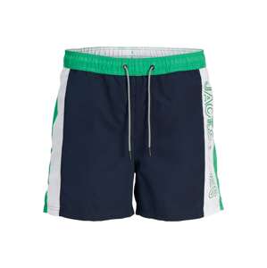 Jack & Jones Junior Plavecké šortky 'FIJI'  námornícka modrá / trávovo zelená / biela
