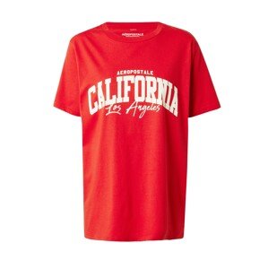 AÉROPOSTALE Tričko 'CALIFORNIA'  červená / biela
