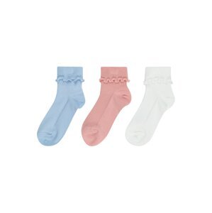 Lindex Ponožky  svetlomodrá / staroružová / biela